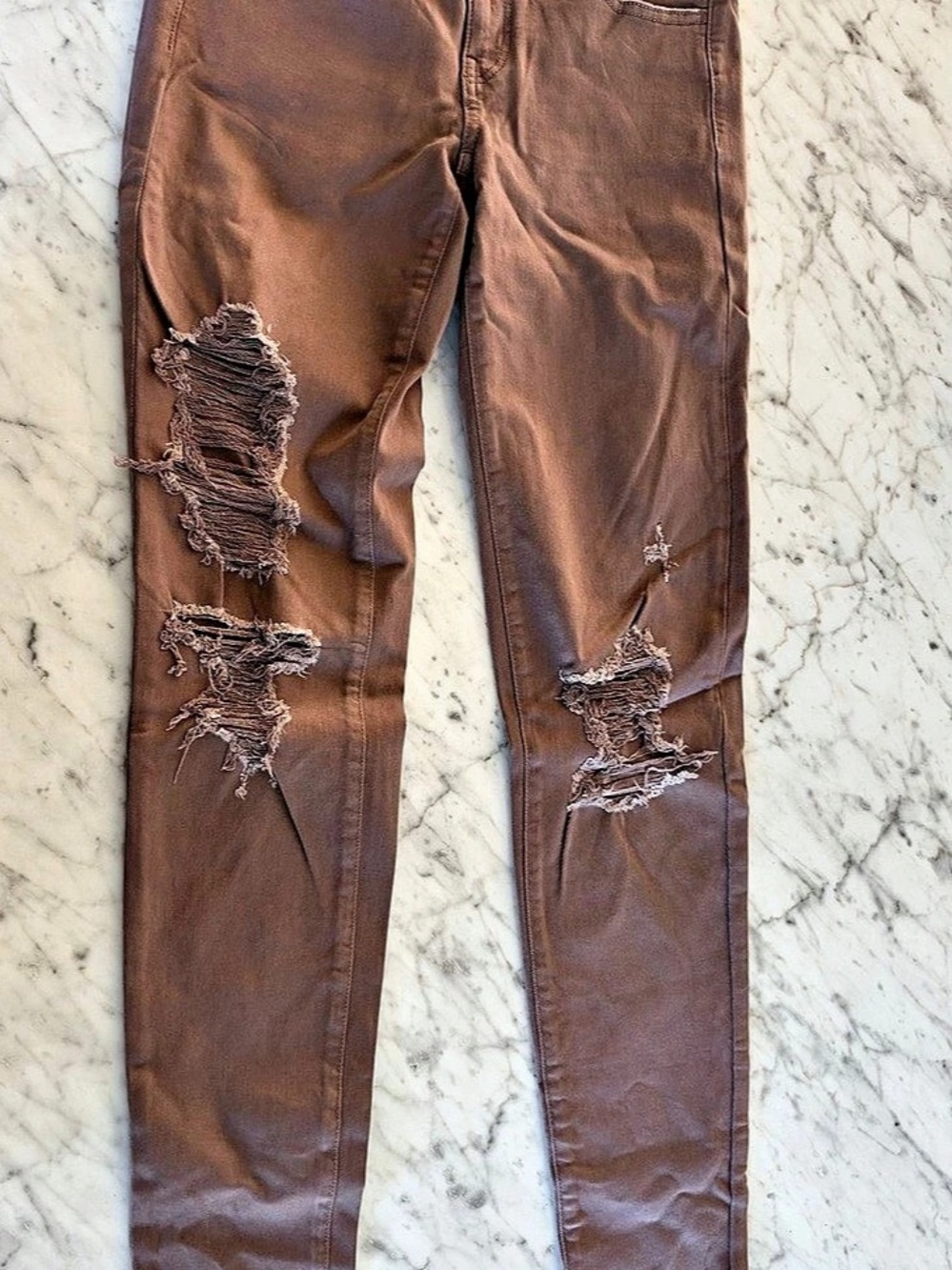 American Eagle Jegging Distressed Skinny Jeans in Mauve Waist 8 Long